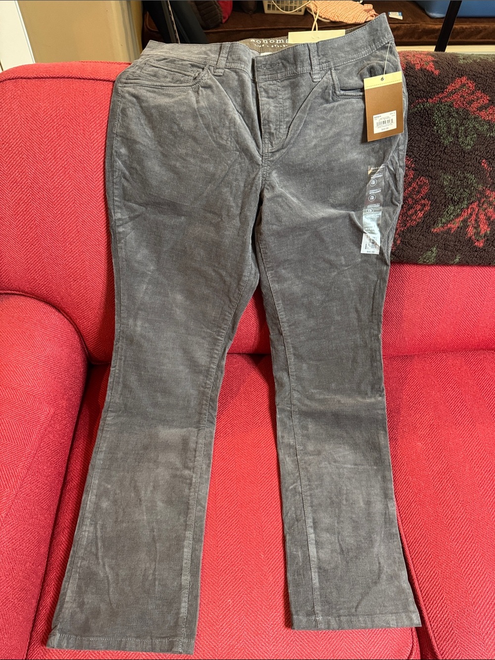 Sonoma Gray Corduroy Straight-Leg Pants
